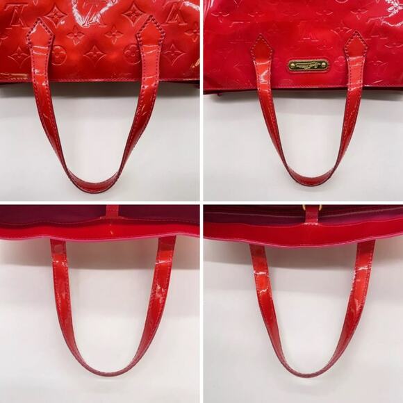 Louis Vuitton Wilshire PM Vernis Rose Pop Patent Tote Red Pink Monogram Bag Box - Picture 15 of 16